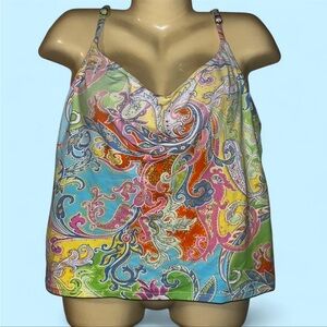 Vintage Summertime Ralph Lauren Multicolor Paisley Camisole Swim Wear